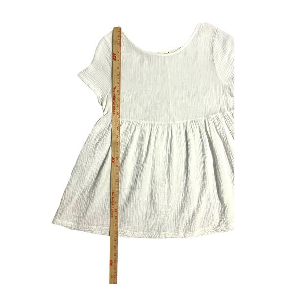 Cici Women’s Soft White Muslin Flowy Shirt Blouse Short Sleeve Size Small Cotton - Picture 10 of 13